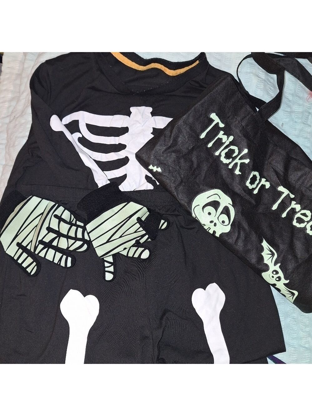 Skeleton Costume with Trick or Treat Bag Medium